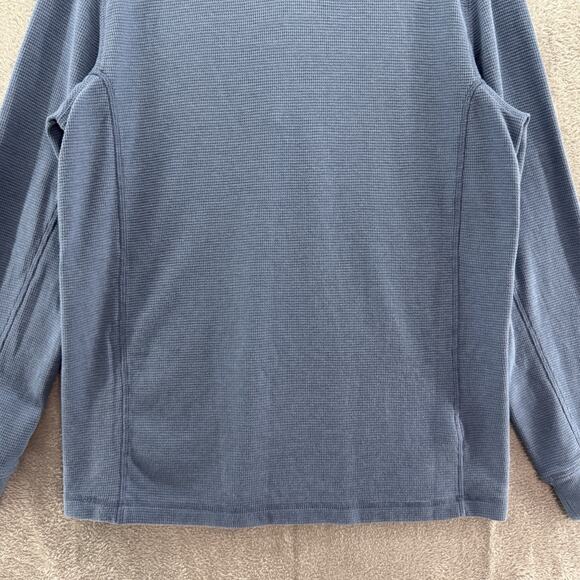 Eddie Bauer Sweater Mens M Blue Ultrasoft Thermal Henley Waffle Crew Neck L/S - Picture 7 of 12
